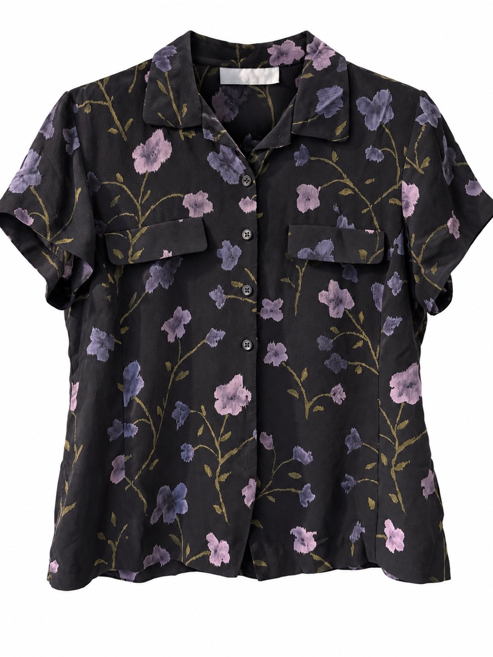 Jones New York 100% Silk Floral Button-Up Blouse